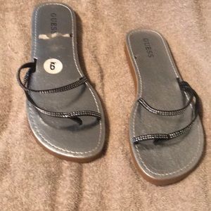 Black and sliver guess sandals